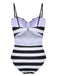 1960s Black White Contrast Stripes Swimsuit