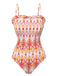 1960s Chevron Smocking Strap Bandeau Swimsuit