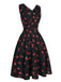 Black 1950s Cherry Sleeveless Dress