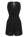 Black 1960s V-Neck Belted Romper