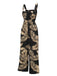 Black 1930s Wide-Straps Plants Jumpsuit