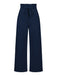 Dark Blue 1940s High Waist Bow Waist Pants