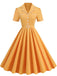 1950s Lapel Belted Solid Dress
