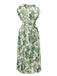 Green 1940s Floral Tie Belt Dress
