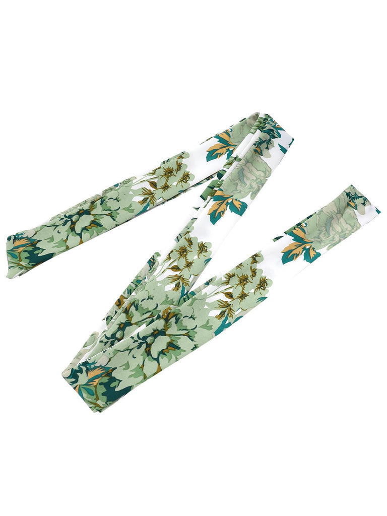 Green 1940s Floral Tie Belt Dress