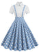 1950s Patchwork Lapel Collar Suspender Dress