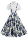 1950s Patchwork Lapel Collar Suspender Dress