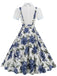1950s Patchwork Lapel Collar Suspender Dress
