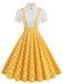 1950s Patchwork Lapel Collar Suspender Dress