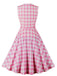 Pink 1950s Gingham Plaid Sleeveless Dress