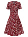 Green 1940s Lapel Buttons Ditsy Floral Dress