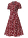Green 1940s Lapel Buttons Ditsy Floral Dress