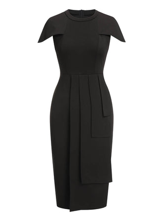 1960s Solid Cap Sleeved Pencil Dress