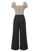 Beige 1930s Polka Dots Sweetheart Neck Jumpsuit