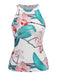 2PCS 1970s Floral Crewl Halter Top & Shorts With Belt