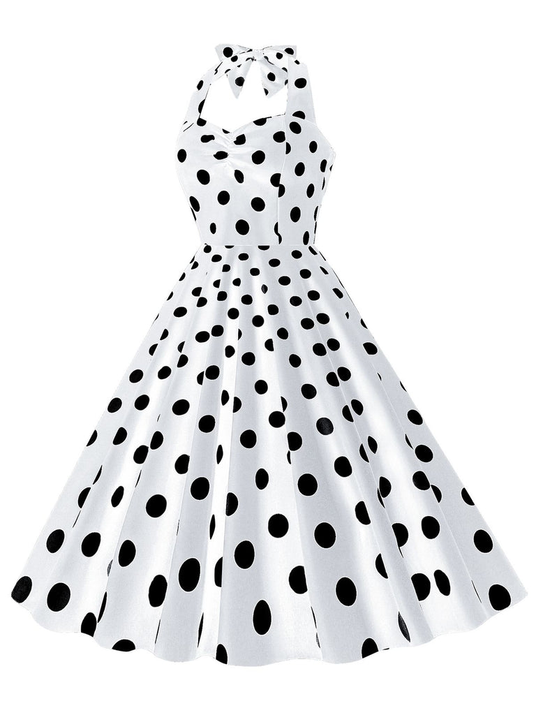 1950s Polka Dot Halter Swing Dress