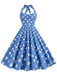 1950s Polka Dot Halter Swing Dress