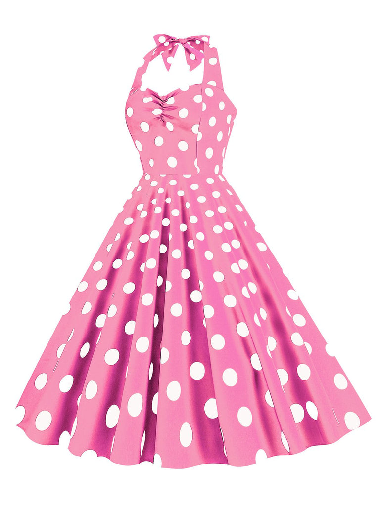 1950s Polka Dot Halter Swing Dress