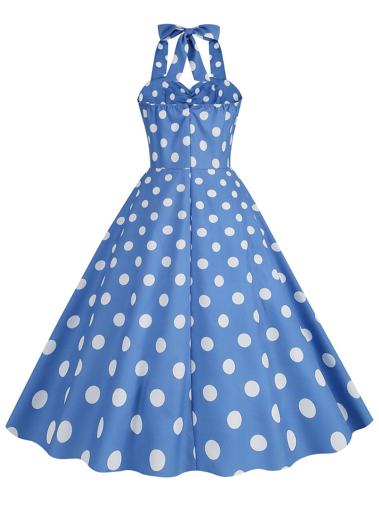 1950s Polka Dot Halter Swing Dress