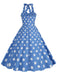 1950s Polka Dot Halter Swing Dress