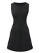 Black 1960s Solid Button Sleeveless Dress
