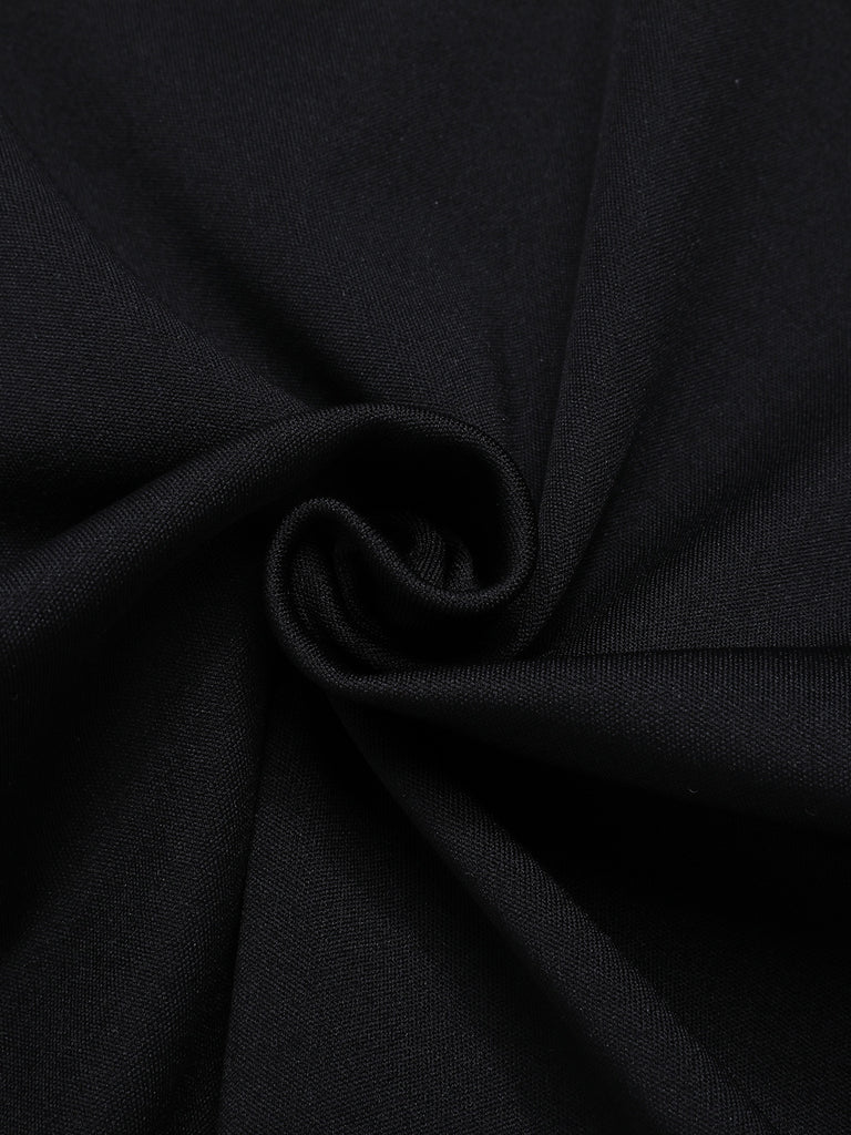 Black 1960s Solid Button Sleeveless Dress