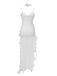 1970s Solid 3D Rose Ruffle High Low Hem Dress