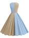 1950s Solid Sweetheart Neck Patchwork Dress