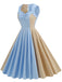 1950s Solid Sweetheart Neck Patchwork Dress