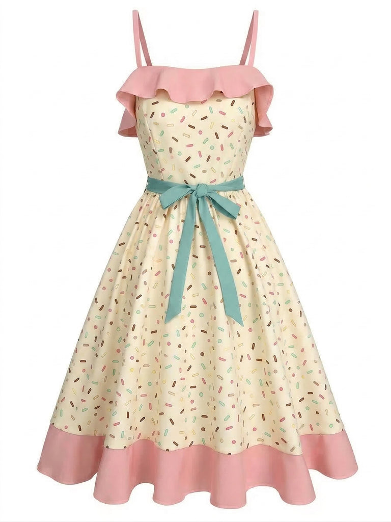 [Pre-Sale] Yellow 1950s Ice Cream Ruffle Belt Dress