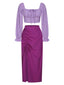 2PCS 1930s Square Neck Trumpet Sleeve Top & Pleated Skirt