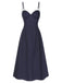 Dark Blue 1930s Polka Dots Spaghetti Straps Dress