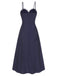 Dark Blue 1930s Polka Dots Spaghetti Straps Dress