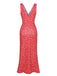 Red 1960s V-Neck Ditsy Floral Dress