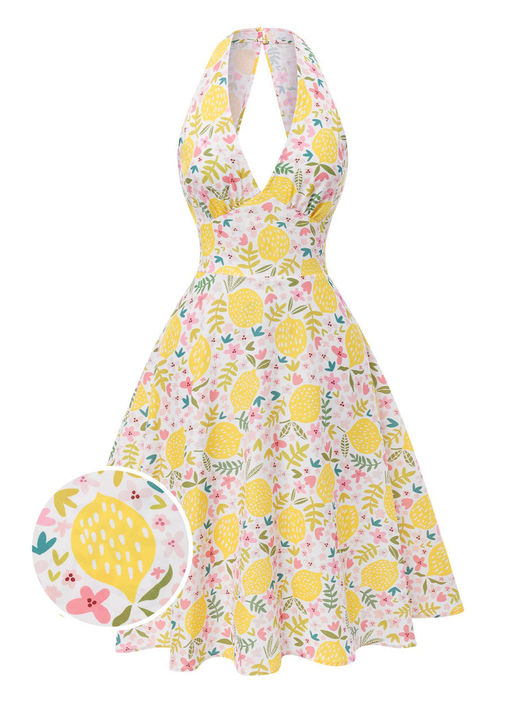 Pink 1950s Floral V-Neck Dress