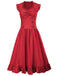 1930s Solid Ruffles Square Neck Steampunk Dress