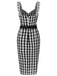 Black 1960s Lace Trim Gingham Bow Dress