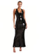 1930s Sequined V-Neck 3D Flower Dress