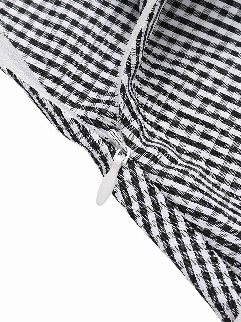 [Pre-Sale] Black 1950s Gingham Patchwork Strap Dress
