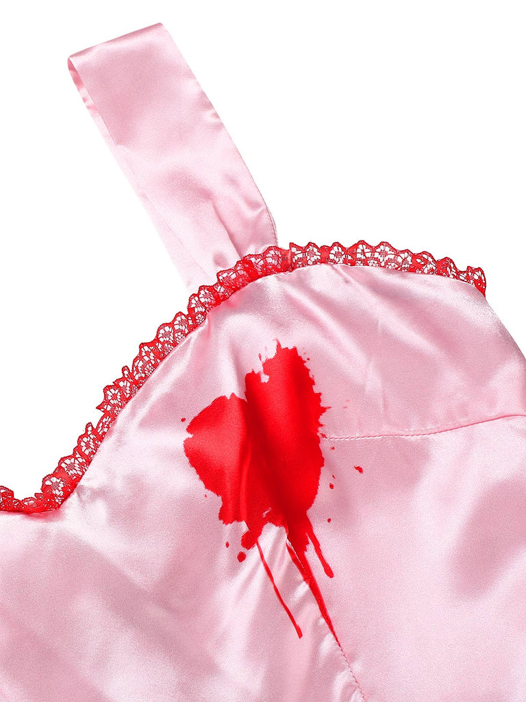 [Pre-Sale] Pink 1950s Strap Bloody Heart Cross Lace Dress