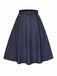 Blue 1940s Solid Button Skirt WIth Belt