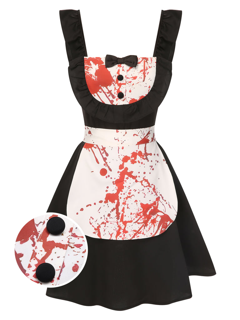 [Pre-Sale] Black 1950s Blood Flounce Bow Dress