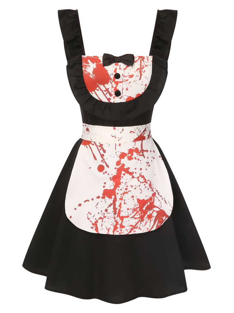 [Pre-Sale] Black 1950s Blood Flounce Bow Dress