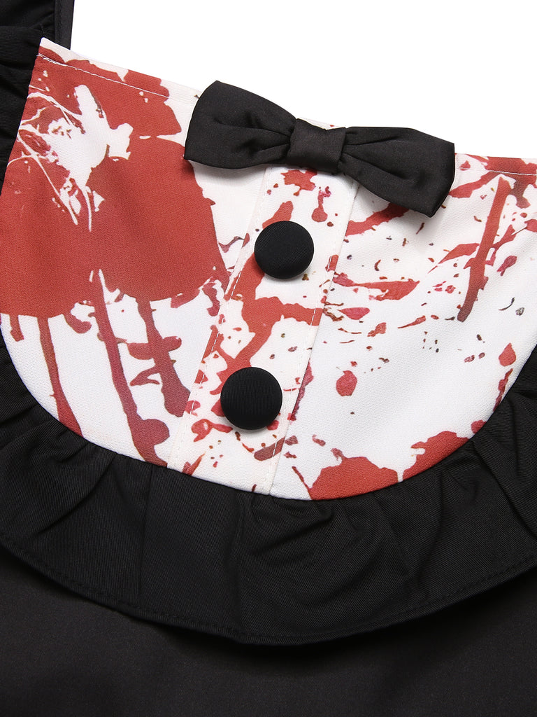[Pre-Sale] Black 1950s Blood Flounce Bow Dress