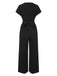 1960s V-Neck Belted Solid Jumpsuit