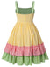 [Plus Size] Multicolor 1950s Spaghetti Straps Plaid Patchwork Dress