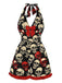 [Pre-Sale] Black 1960s Halloween Skull Ruffled Hem Romper
