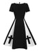 [Pre-Sale] Black 1950s Cross Bow Patchwork Dress
