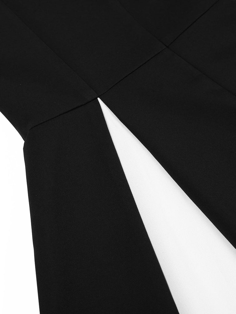 [Pre-Sale] Black 1950s Cross Bow Patchwork Dress