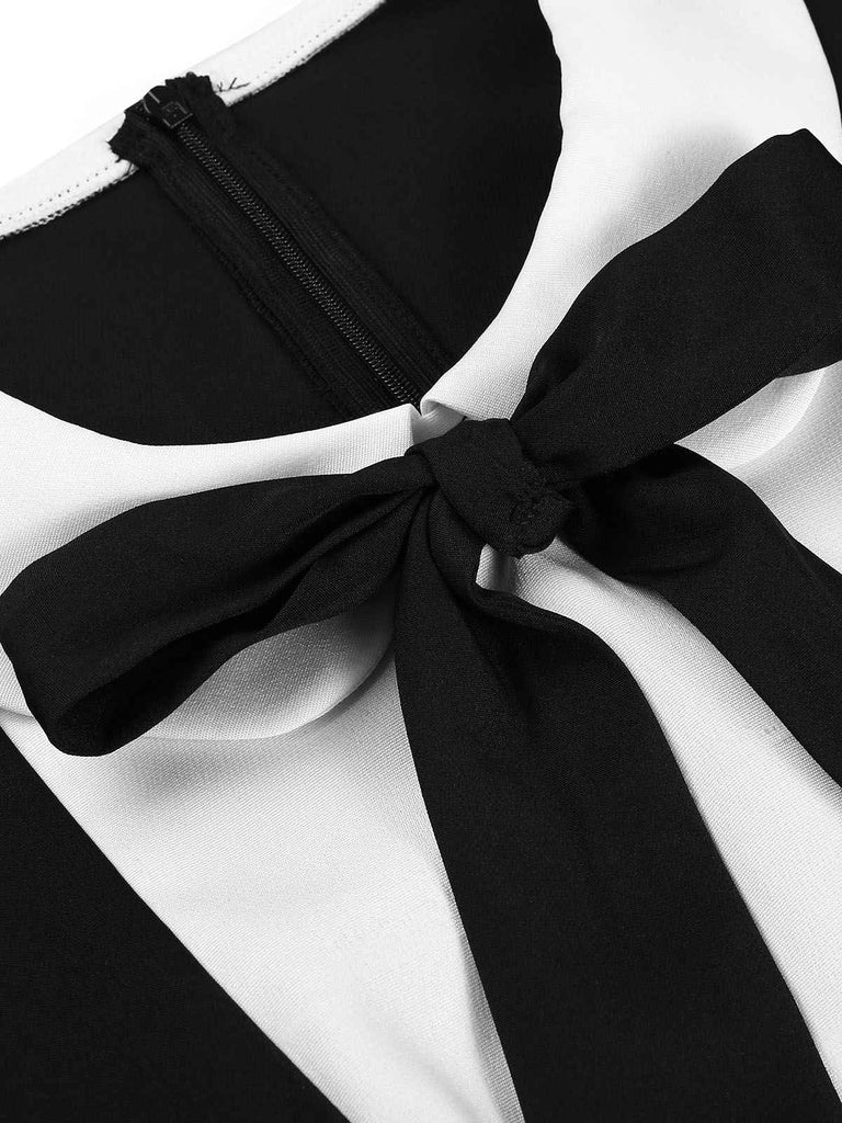 [Pre-Sale] Black 1950s Cross Bow Patchwork Dress